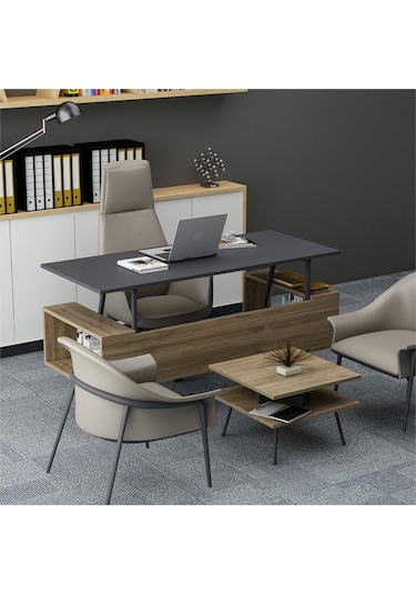 Irony Maxi Ofis Masa Takımı Antrasit Ceviz