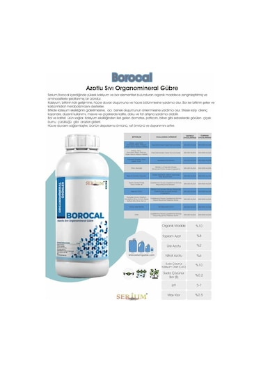 Borocal Azotlu Sıvı Organomineral Gübre 1lt 1 L