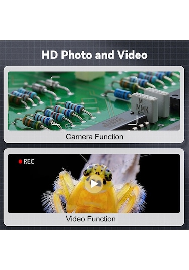 Novahub Siyah/beyaz Renk Seçenekli, 500x Büyütmeli, 2.0 İnç Ips Ekranlı, Type-c Portlu Dijital Büyüteç Siyah Siyah