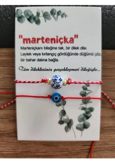 Marteniçka Seramik Ve Nazar Boncuklu İkili Bileklik Çok Renkli