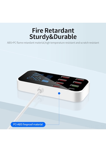 Skycity A9s+ Araç Şarj Cihazı 8 Usb Portu, Led Ekran, Qc3.0 Hızlı Şarj, Type-c, Akıllı Akım Dağıtımı, 40w Maksimum Güç