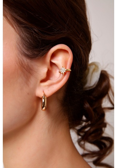 Kadın Gold Kuzey Yıldızı Earcuff ( TEKLİ ) Çok Renkli