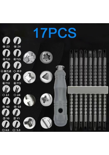 Moveevo 17 Parça Çelik Tornavida Seti - Uzatılabilir Arayüzlü Ev Tamiri Aleti - Farklı Tip Bitlerle Tamir Gereci
