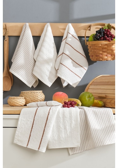 Elart Sophia Mutfak Havlusu 6 Adet 45x30 Cm Krem Krem
