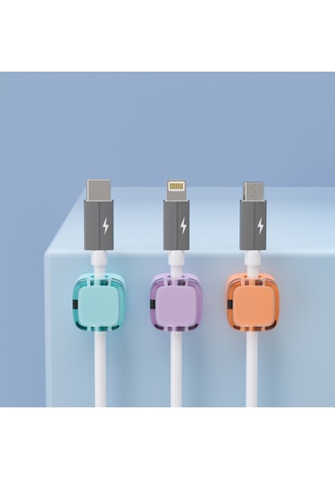 Springsun Masaüstü Mıknatıslı Kabloları Düzenleyici, Otostikli Sabitleyici Klampler, Kabloları Çabuk Topla Ve Düzene Sok - Mavi 6 Adet