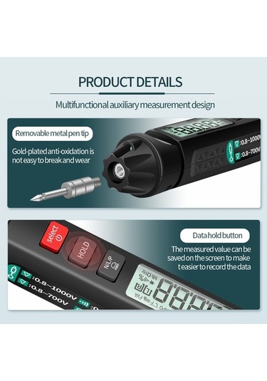 Besthome1 Aneng A3007 Kalem Multimetre: 6000 Sayım, Lcd, Ncv, Otomatik Kapanma, Voltaj, Akım, Direnç, Kapasitans, Diyot, Sürekl