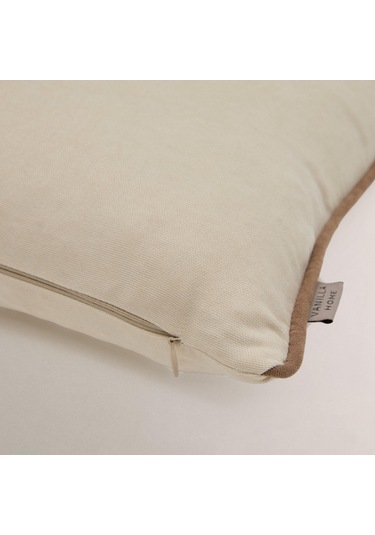 Efe Biye Detaylı Düz Kırlent Kılıfı Ekru