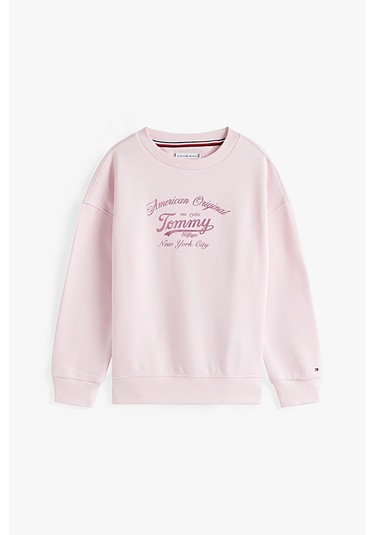 Kız Çocuk Yazı Baskılı Sweatshirt - Pembe Light Pink