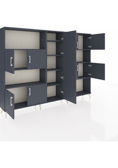 Arges Dolap 10 Raflı 9 Kapaklı 220x30x163 Antrasit-antrasit Antrasit-antrasit