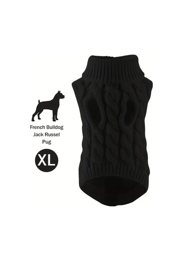 Elmpaly Siyah Xl Kedi Köpek Kazak - Yumuşak Akrilik Kışlık Küçük Orta Boy Evcil Hayvanlar İçin