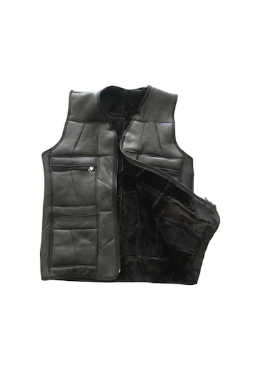 Patchwork Kürk-Süet Gerçek Deri Erkek Yelek