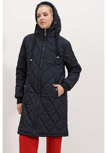 Gabria Kapşonlu Kadın Mont Lacivert