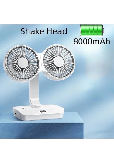 Funtree Treasure 2 Kafa 4-dişli Masaüstü Fan, Hızlı Rüzgar, Usb Şarjlı, Led Ekran