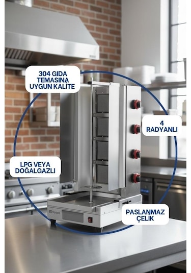 Vosco Döner Ocağı Alttan Motorlu 4 Radyan Dg