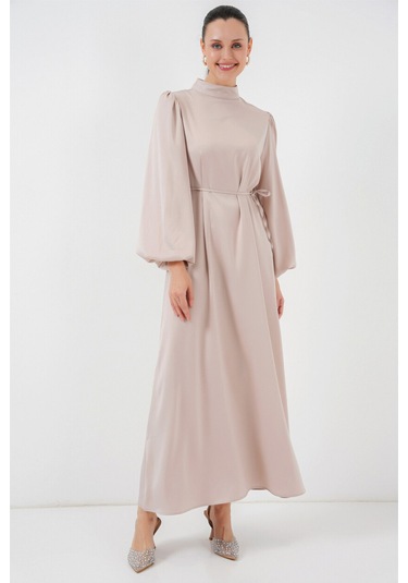 Saten Abiye Balon Kol Krem