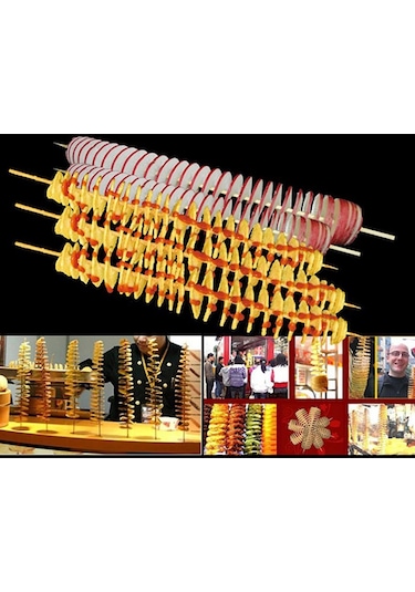Sones Paslanmaz Çelik Manuel Spiral Tornado Kulesi El Sallama Patates Döner Cips Twister Dilimleyici Kesici Diğer