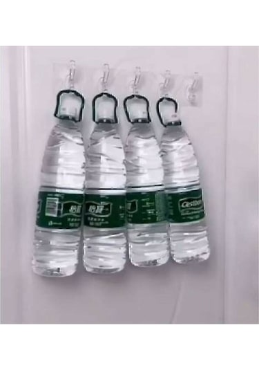 1 Adet Kendinden Yapışkanlı Güçlü Şeffaf 5li Askılık - Kapı Arkası Mutfak Duvar Banyo Şeffaf