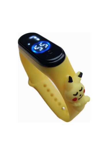 Japanex Renkli Figürlü Dokunmatik Dijital Çocuk Saati Sarı Pika