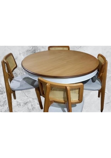 Masa Sandalye St Takım Ihlamur Baba Ayak Model Mdf Tabla 100cm Beyaz Ceviz Elyapı