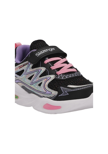 Slazenger KYRIE Çocuk Cırt Cırtlı Siyah / Mor Günlük Spor Ayakkabısı