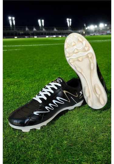 Erkek Krampon Dişli Futbol Ayakkabısı Siyah - Altın Siyah - Altın
