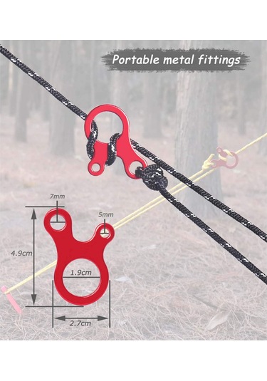 Leezsing Alüminyum Tente Rope Ayarlayıcı, Dış Mekan Kamp Malzemesi, Kayma Önleyici 40'lı Set, Çadır Çanta Piknik Uyumlu Kırmızı