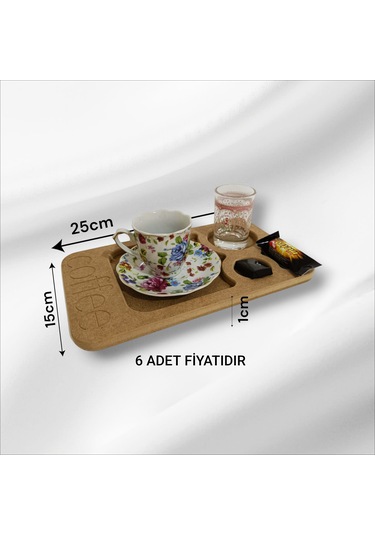 Ahşap Boyanabilir Kahve Sunumluk 6 Adet
