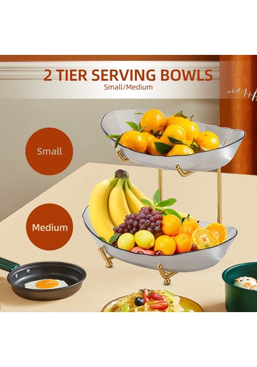 Qingmipy Çok Katlı Akrilik Meyve Sepeti, Metal Ayaklı Sunum Ve Saklama Çözümü Gri