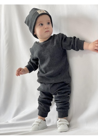 MiaBaby Bereli Üçlü Takım 001 Antrasit