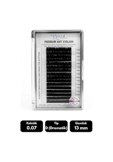 Misyul 0.07d Dramatik Kıvrım 13 Mm Soft Eyelash Doğal İpek Kirpik 16'lı
