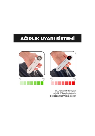 Fabcio Fitbag 50kg Kapasiteli Taşınabilir Dijital Seyahat Tartısı