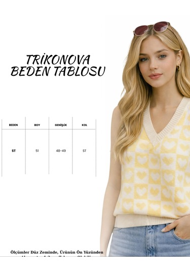 Trikonova Kalpli V Yaka Regular Kadın Süveter Sarı
