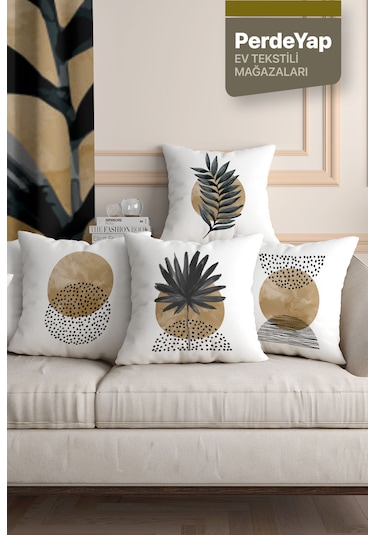 Kuşların Güneş İle Ahenkli Dansları Desenli 4'lü Kırlent Kılıfı