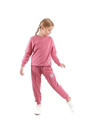 Ahengim Kız Çocuk Back To School Pamuklu Trend Eşofman Takımı Ak2529 Gül Kurusu