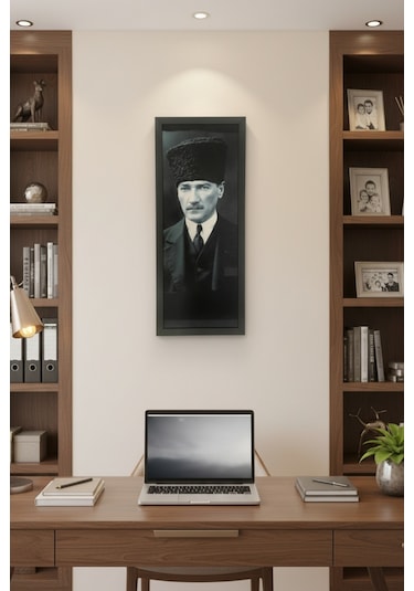 Atatürk Tablosu - 25x60 Cm Dikey Uv Baskılı Mdf Atatürk Poster Tablo