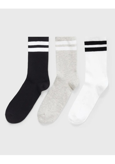 Gloria Jeans Çizgili Uzun Çoraplar 3 Çift 462391355 Beyaz