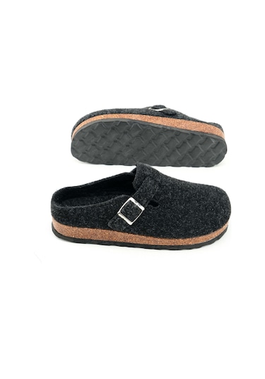 Gezer Kışlık Mantar Taban Tokalı Ayarlanabilir Kadın Ev Terliği Antrasit