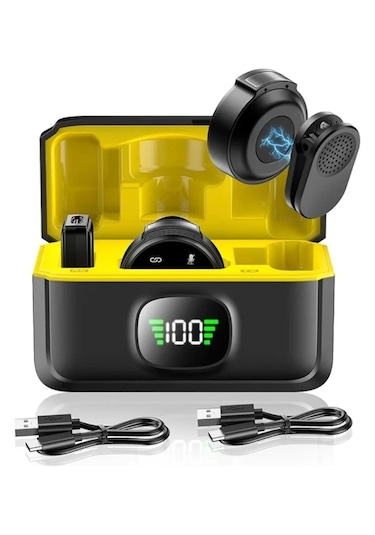 J6 Iphone Ve Android Uyumlu Mini Kablosuz Yaka Mikrofonu Göstergeli Led Şarj Kutulu Gürültü Azaltma