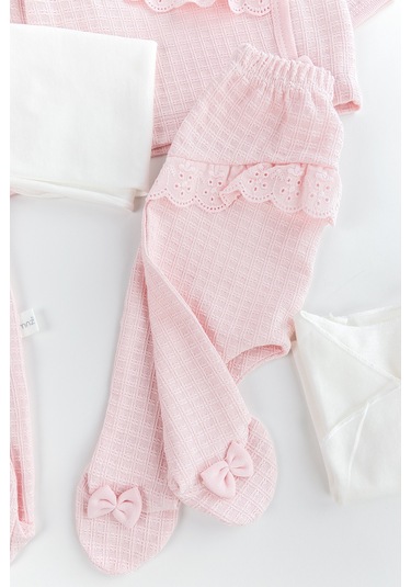 Fistolu Kendinden Desenli 10'lu Kız Bebek Hastane Çıkışı Bebek Takımı Çok Renkli