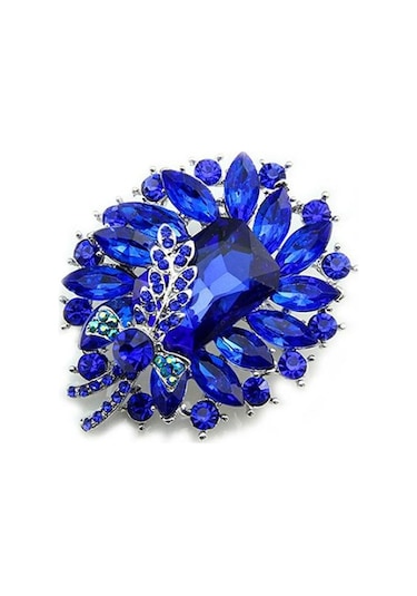 Safir Mavisi Kadın Ziyafet Parti Broş Mavi Şeffaf Kelebek Pin Broş