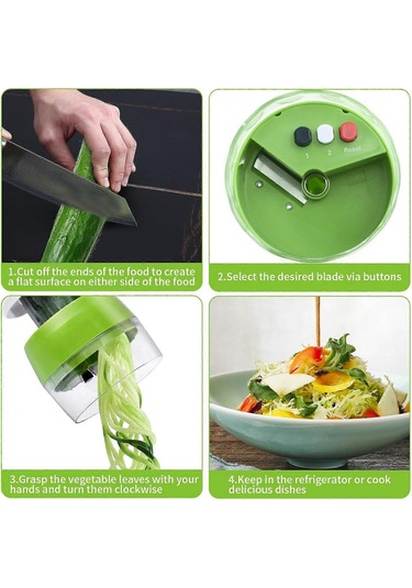 4'ü 1 Arada Spiral Sebze Kesici, 4 Pozisyonlu Spiral Sebze Kesici, Çok Yönlü Mutfak Aleti Diğer