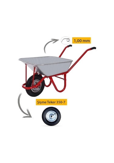 Kanat Galvanizli Demonte El Arabası 1.00 Mm Sac