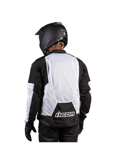 Icon Overlord 3 Mesh Korumalı Motosiklet Montu Siyah Beyaz