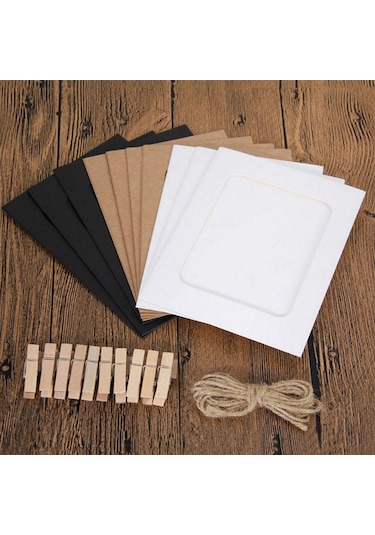 Kendin Yap Kraft Kağıdı Resim Çerçeveleri Ev Dekorasyonu Klipsli Kombinasyon Kağıt Çerçeve Fotoğraflar Albümü