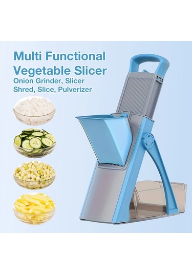 Dashanshop Genaı Çok Amaçlı Manuel Sebze Doğrayıcı Green Ayarlanabilir Gıda Kesici Çıkarılabilir Paslanmaz Çelik Bıçak Abs Mutfak Aleti Patates Salatalık Soğan Kesme İçin 1 Parça