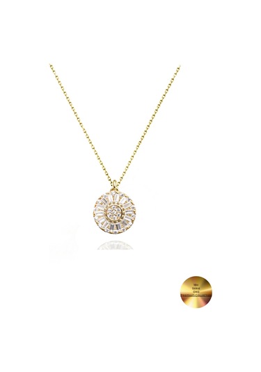 Brezza Lusso Jewelry 18k Serie Oro Baget Halka Minimal Kadın Gümüş Kolye 45 CM 45 CM