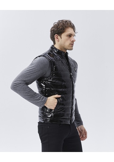 Rugan Deri Yelek Siyah Parlak Renk