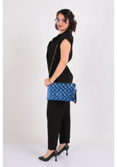 Dgn 4004 Kadin Baklava Dilimi Desenli Çanta 4004-2337-R15035 Saks