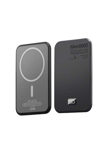 Tongxida T57 Alüminyum Dijital Ekran 5000mah Kablosuz Şarj Güç Bankası Gri