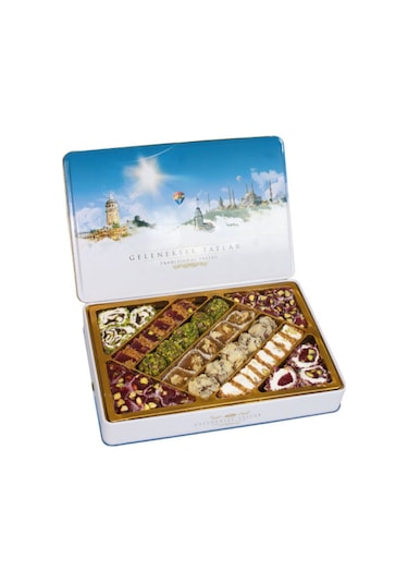 Tuğba Kuruyemiş Geleneksel Tatlar Metal Kutu Lokum 540gr Turkish Delight